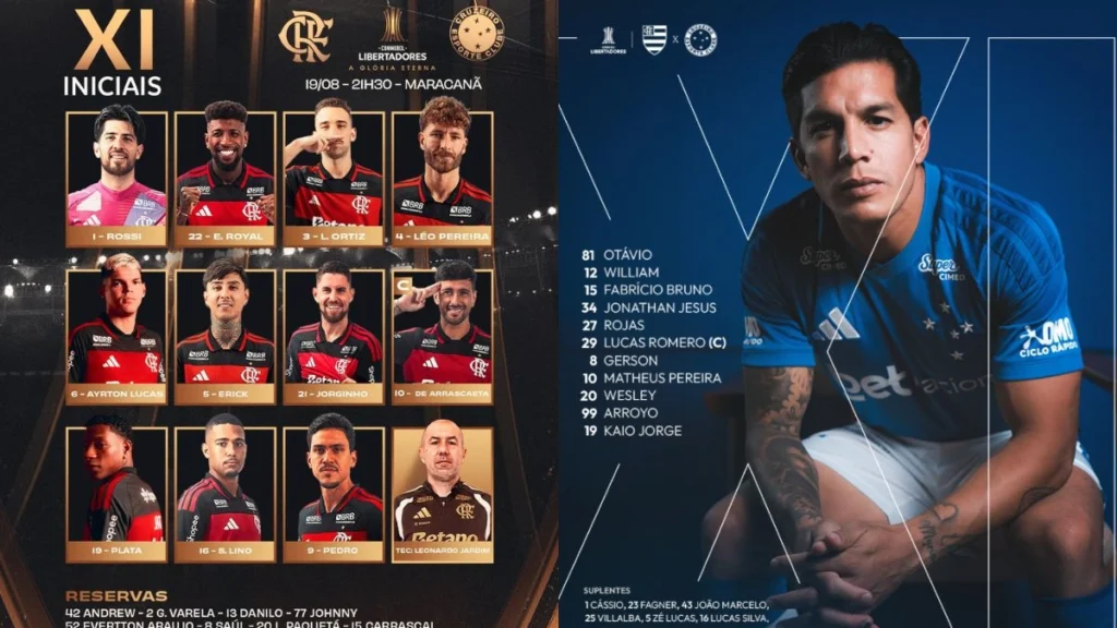 Flamengo e Cruzeiro têm escalações definidas para jogo de volta das oitavas da Libertadores