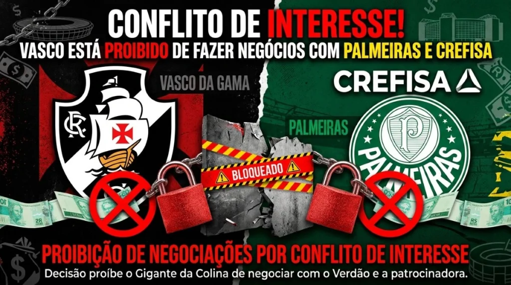 ANRESF investiga conflito de interesse na venda da SAF do Vasco e restringe negócios com Palmeiras